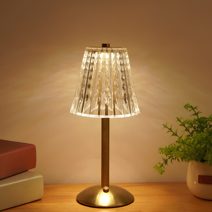 Touch Activated LED Crystal Table Lamp Cordless Dimmable Lighting