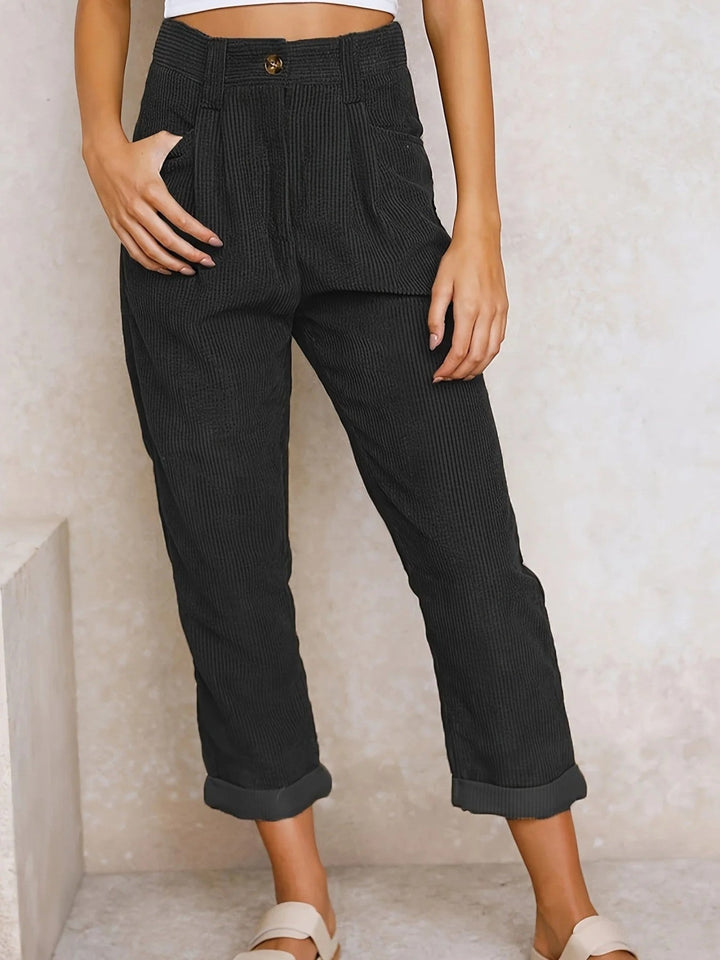 Camila | Chic Hochtaillierte Cordhosen Für Frauen