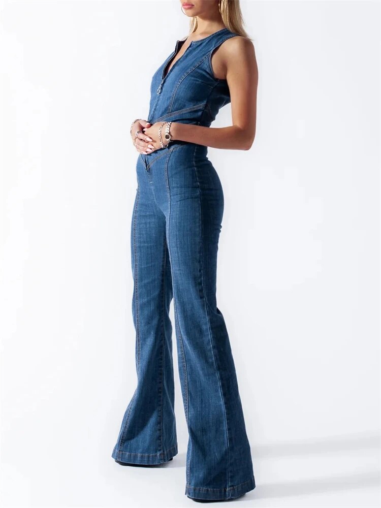 Trendy Denim Jumpsuit Für Frauen | Ärmellos