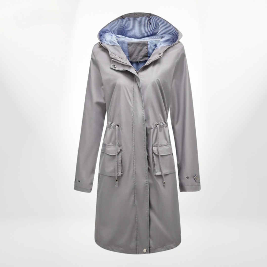 Regenjacke Mit Gestreiftem Futter Für Damen | Mittellang