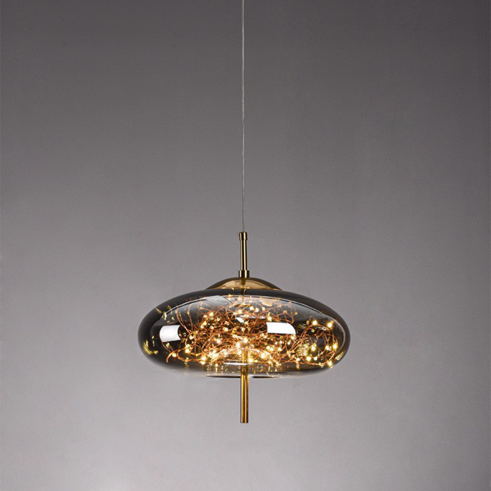 Hanging Glass LED Pendant Light Warm Ambient Ceiling Illumination