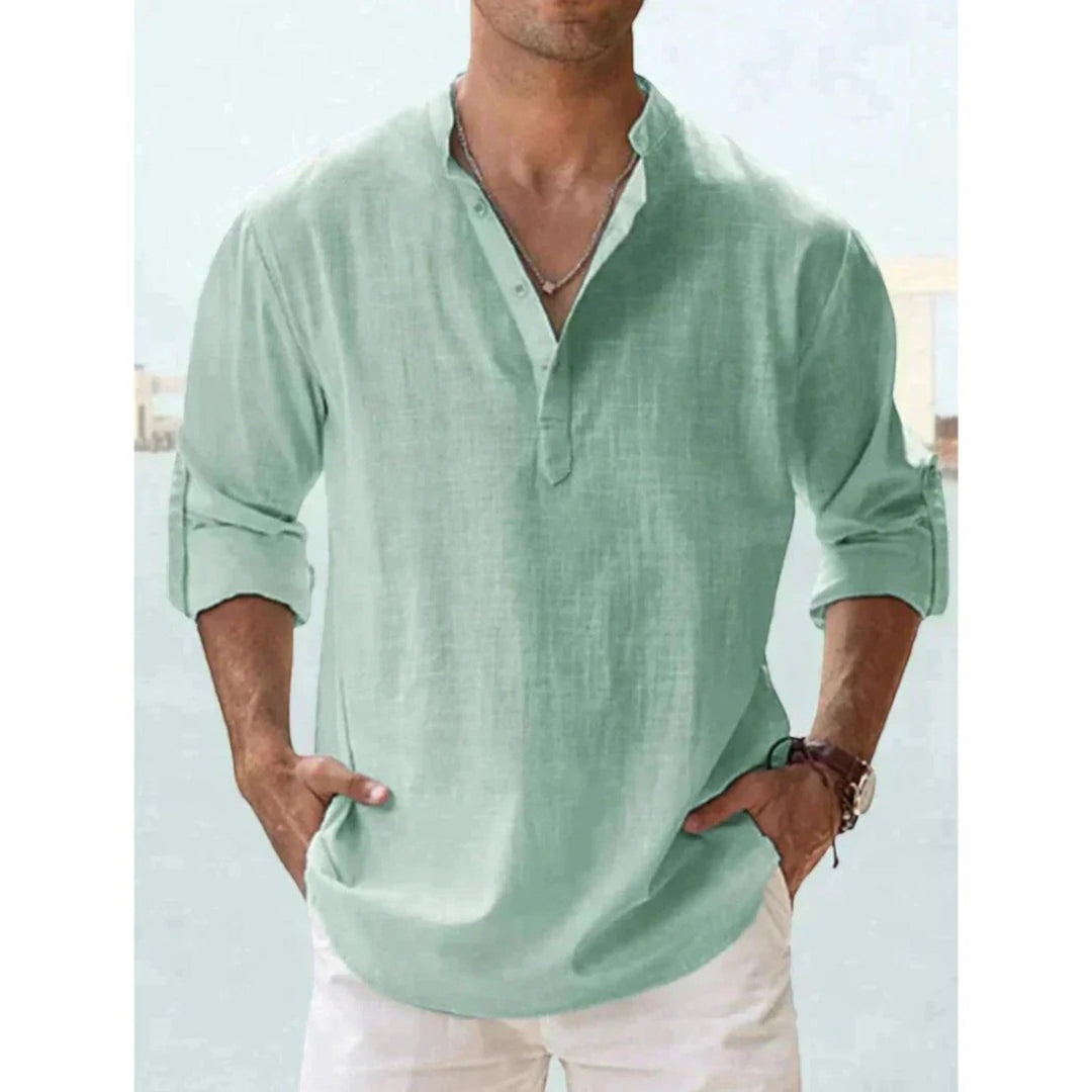 Bastien | Lässiges Henley-shirt Für Herren | Langarm
