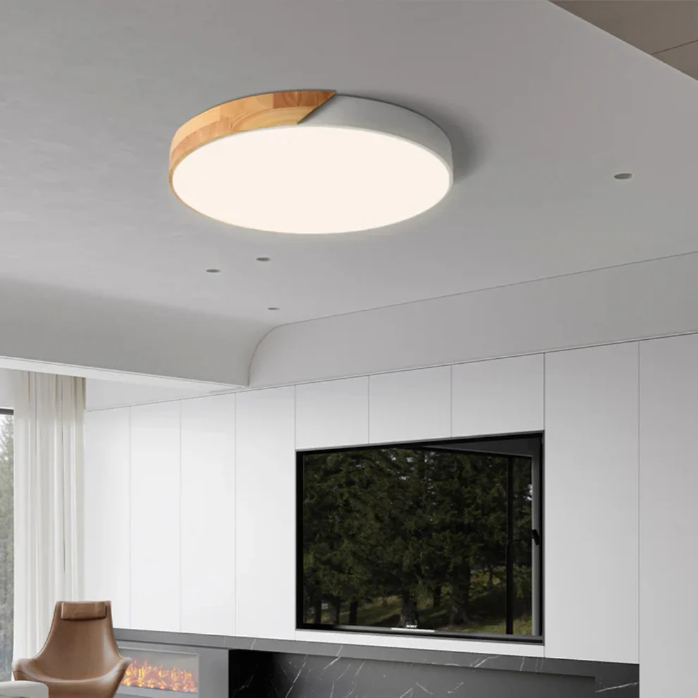 Skandinavische LED-Deckenleuchte aus Holz – Minimalistisches Design & Warmes Licht | Ideal für Schlafzimmer, Flur & Wohnzimmer
