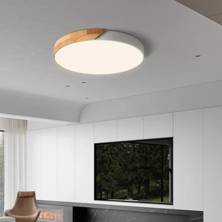 Skandinavische LED-Deckenleuchte aus Holz – Minimalistisches Design & Warmes Licht | Ideal für Schlafzimmer, Flur & Wohnzimmer