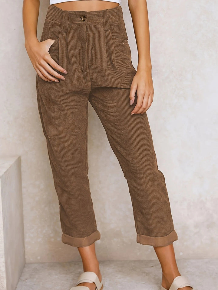 Camila | Chic Hochtaillierte Cordhosen Für Frauen