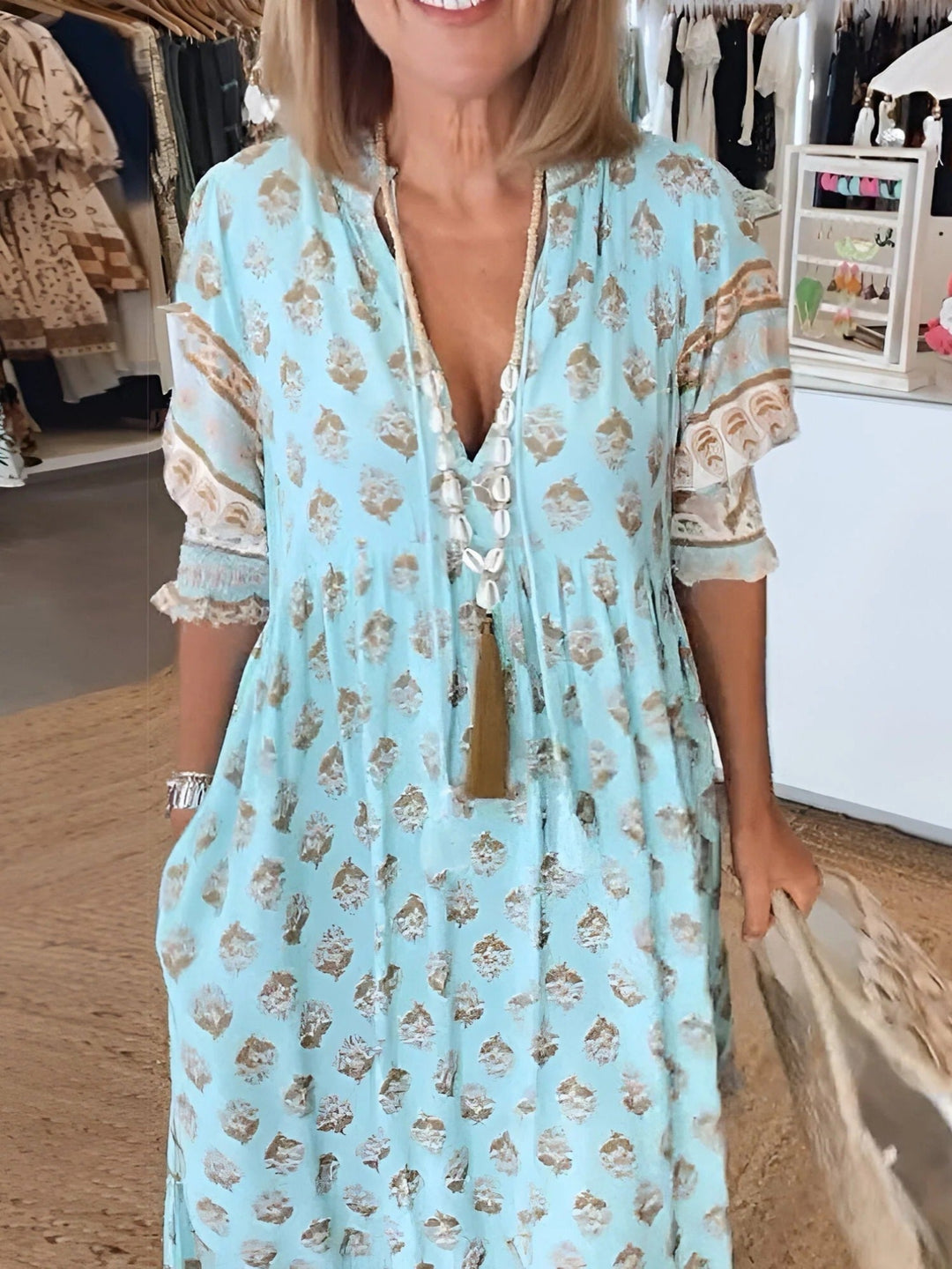 Florence | Boho V-ausschnitt Sommerkleid Für Damen | Maxi