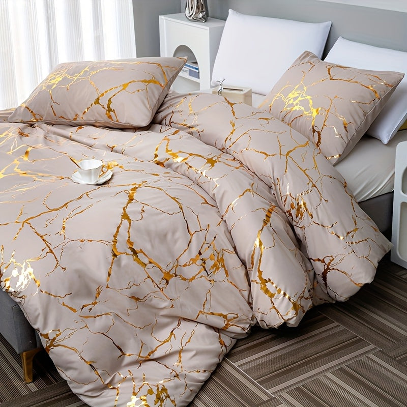 Hot Stamped Marble Quilt Cover and Pillowcase Set