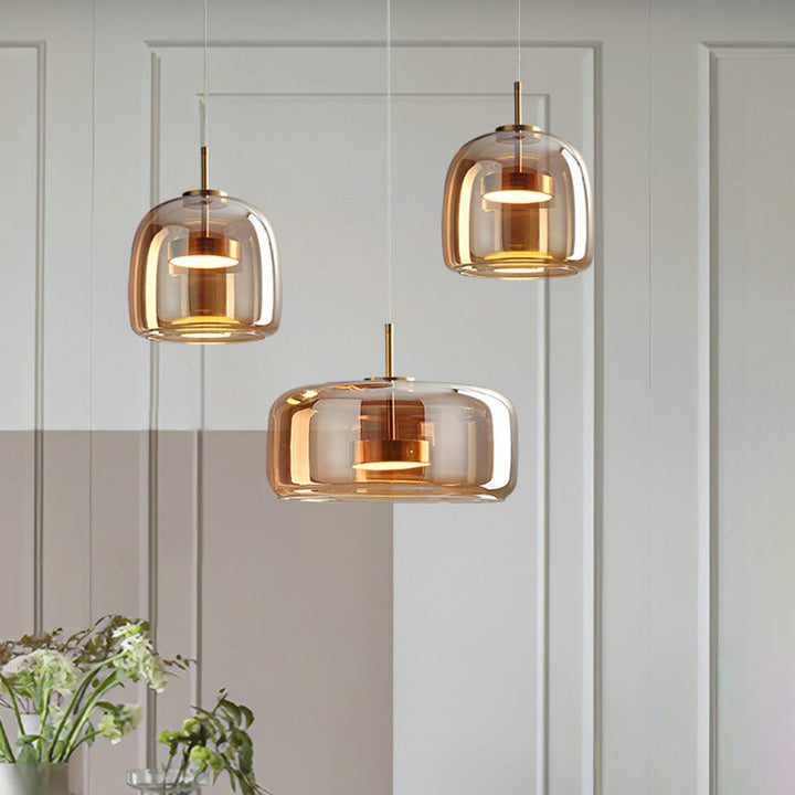 Vintage Style Pendant Light Amber Shade Ceiling Fixture