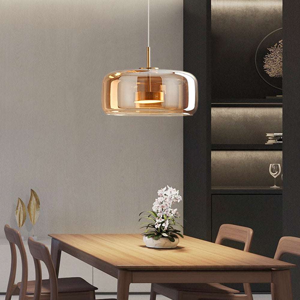 Vintage Style Pendant Light Amber Shade Ceiling Fixture