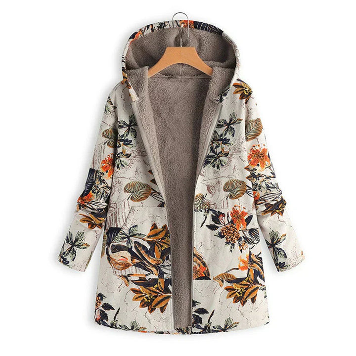 Gemusterte Damen Winterjacke | Mit Kapuze