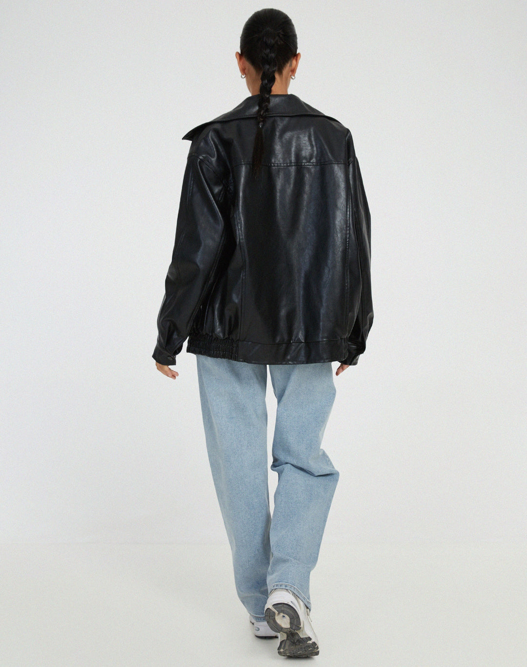 Oversize Lederjacke Mit Reißverschluss Für Damen | Winter