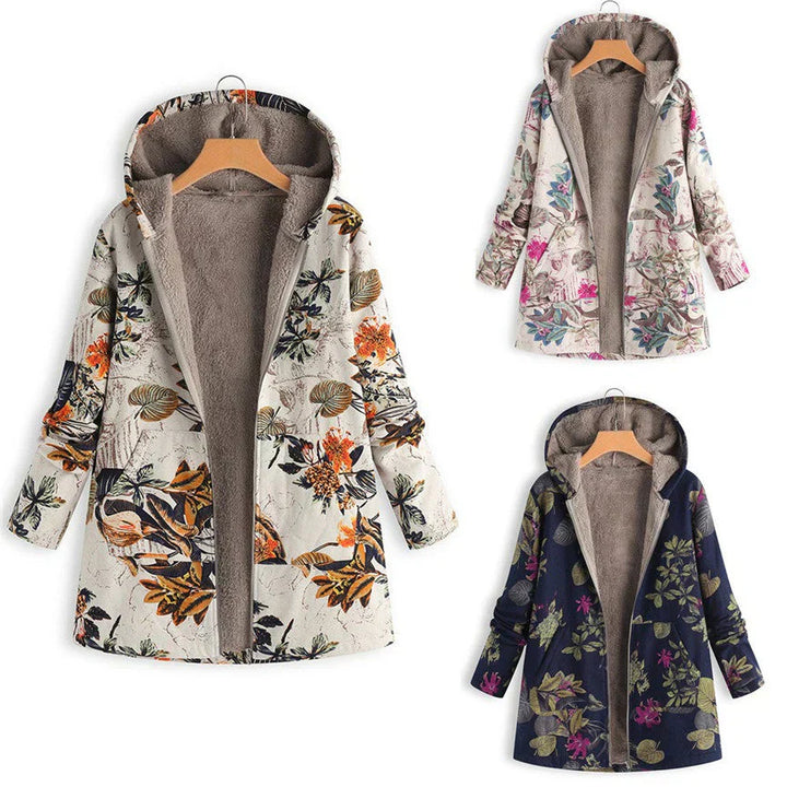 Gemusterte Damen Winterjacke | Mit Kapuze