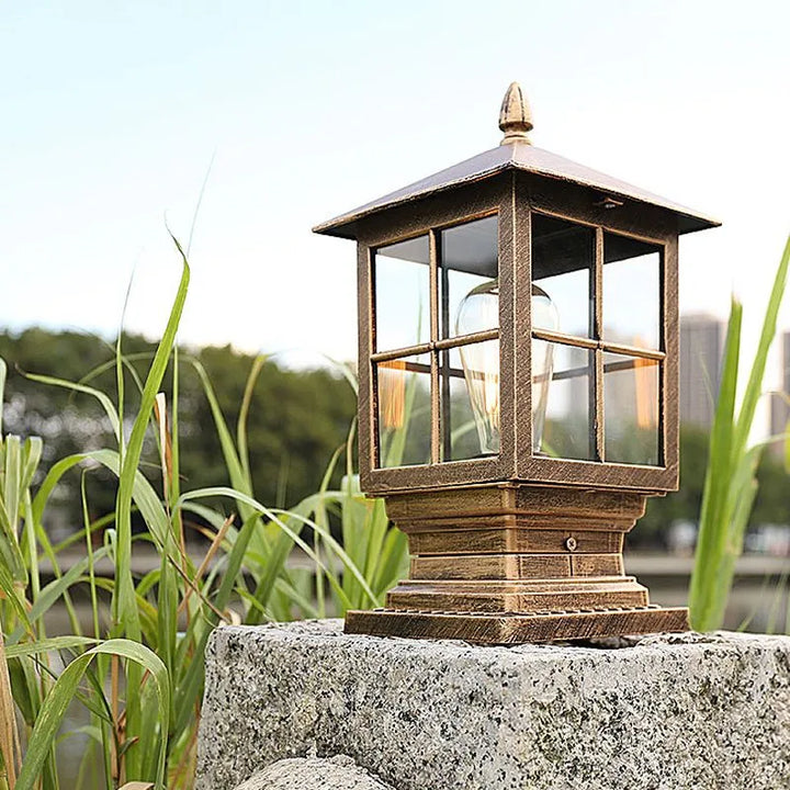 Outdoor Lantern Pillar Light Black Garden Lighting Fixture
