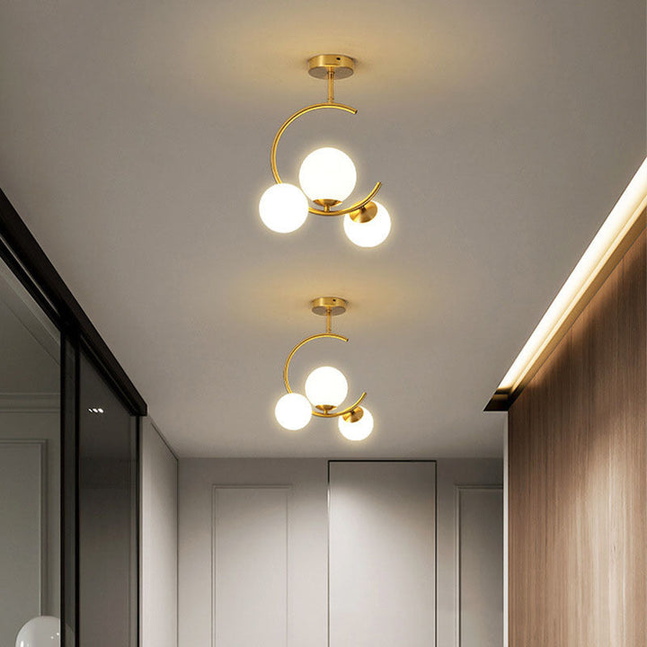 Modern Semi-Flush Ceiling Light with Curved Globe Shades