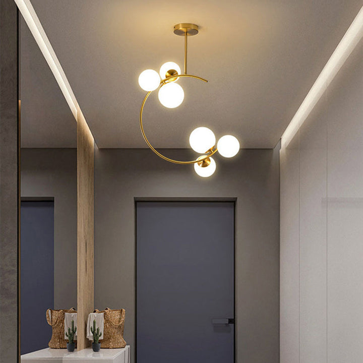 Modern Semi-Flush Ceiling Light with Curved Globe Shades