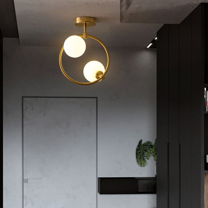 Modern Semi-Flush Ceiling Light with Curved Globe Shades