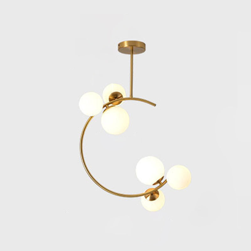 Modern Semi-Flush Ceiling Light with Curved Globe Shades