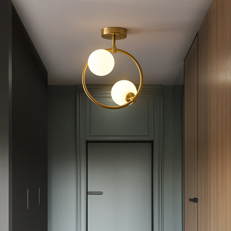 Modern Semi-Flush Ceiling Light with Curved Globe Shades