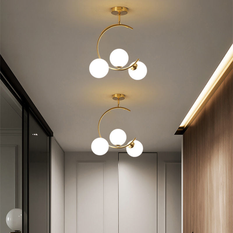 Modern Semi-Flush Ceiling Light with Curved Globe Shades