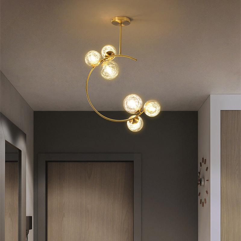 Modern Semi-Flush Ceiling Light with Curved Globe Shades