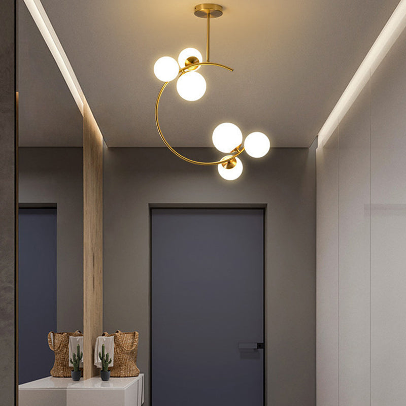 Modern Semi-Flush Ceiling Light with Curved Globe Shades