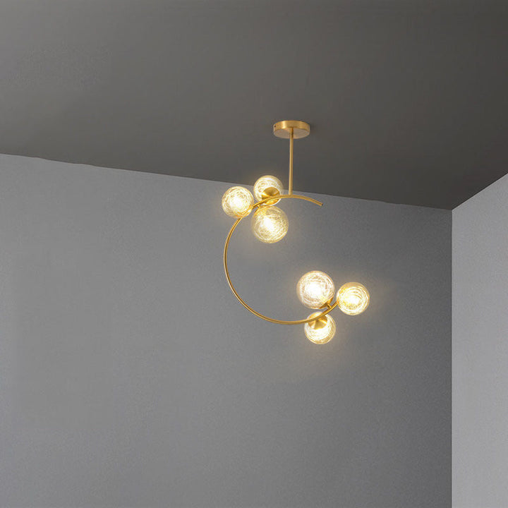 Modern Semi-Flush Ceiling Light with Curved Globe Shades