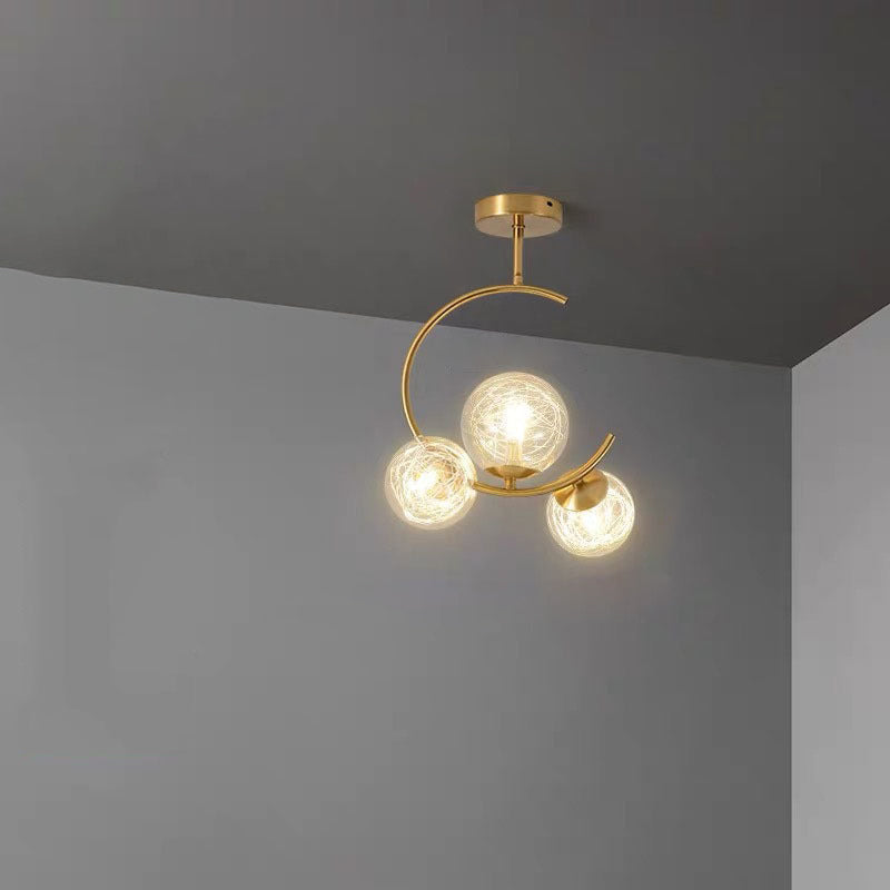Modern Semi-Flush Ceiling Light with Curved Globe Shades