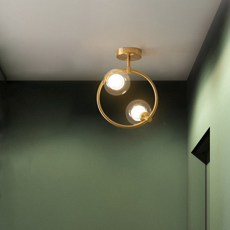 Modern Semi-Flush Ceiling Light with Curved Globe Shades
