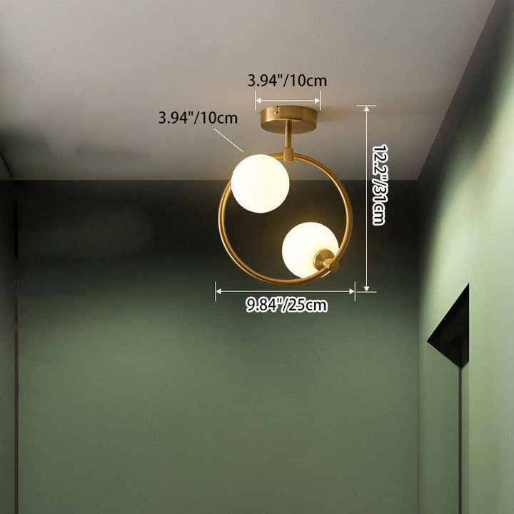 Modern Semi-Flush Ceiling Light with Curved Globe Shades