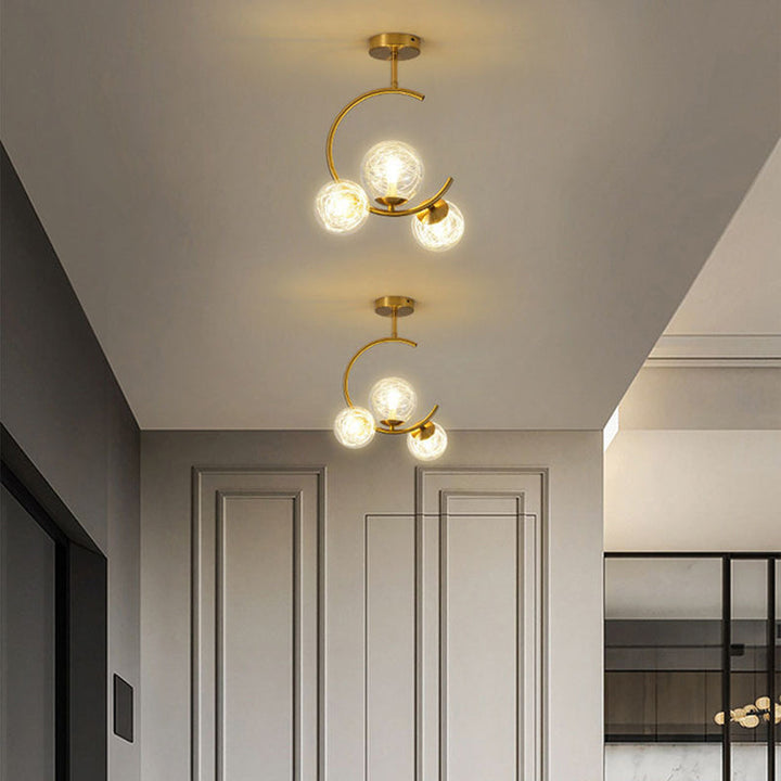 Modern Semi-Flush Ceiling Light with Curved Globe Shades