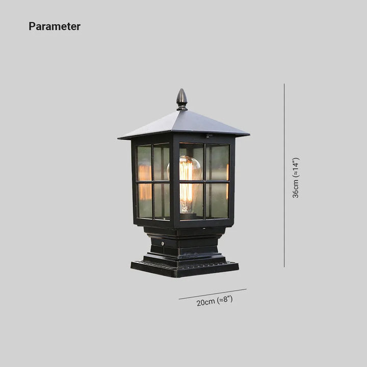 Outdoor Lantern Pillar Light Black Garden Lighting Fixture