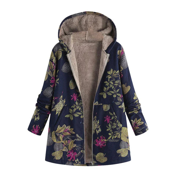Gemusterte Damen Winterjacke | Mit Kapuze