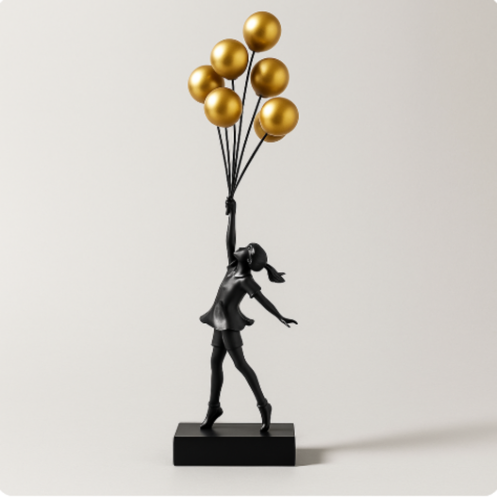 Contemporary Girl Balloon Home Sculpture for Home Décor