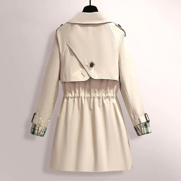 Trenchcoat Mit Karierten Bündchen Für Damen | Verstellbarem Taillenbund
