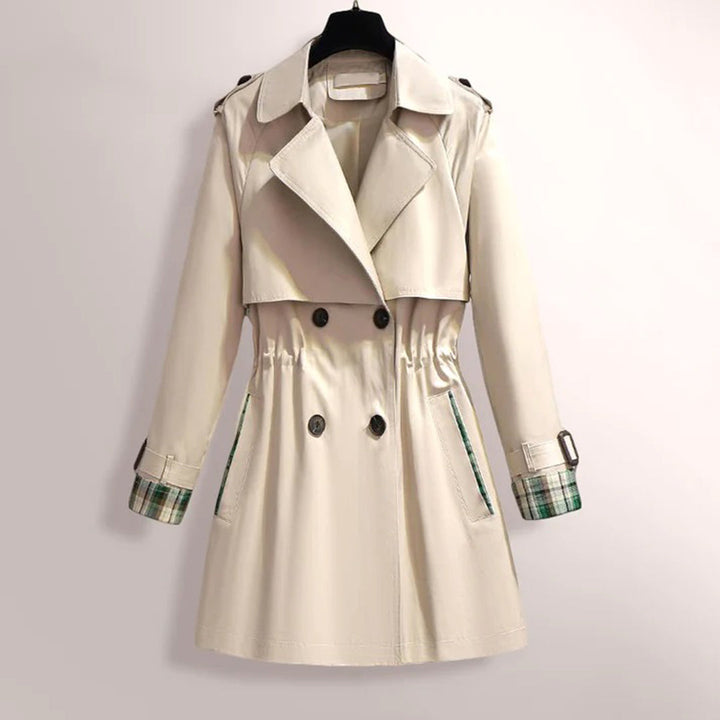 Trenchcoat Mit Karierten Bündchen Für Damen | Verstellbarem Taillenbund