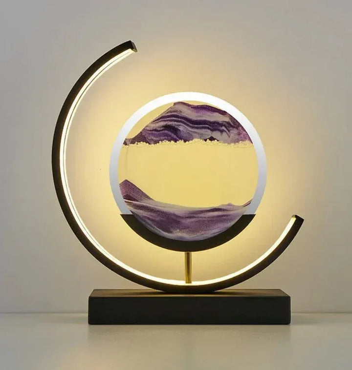 Sandlandschaft-Tischlampe – Beruhigende LED-Leuchte mit bewegter Sandkunst | Entspannende Dekolampe für Wohnzimmer & Büro