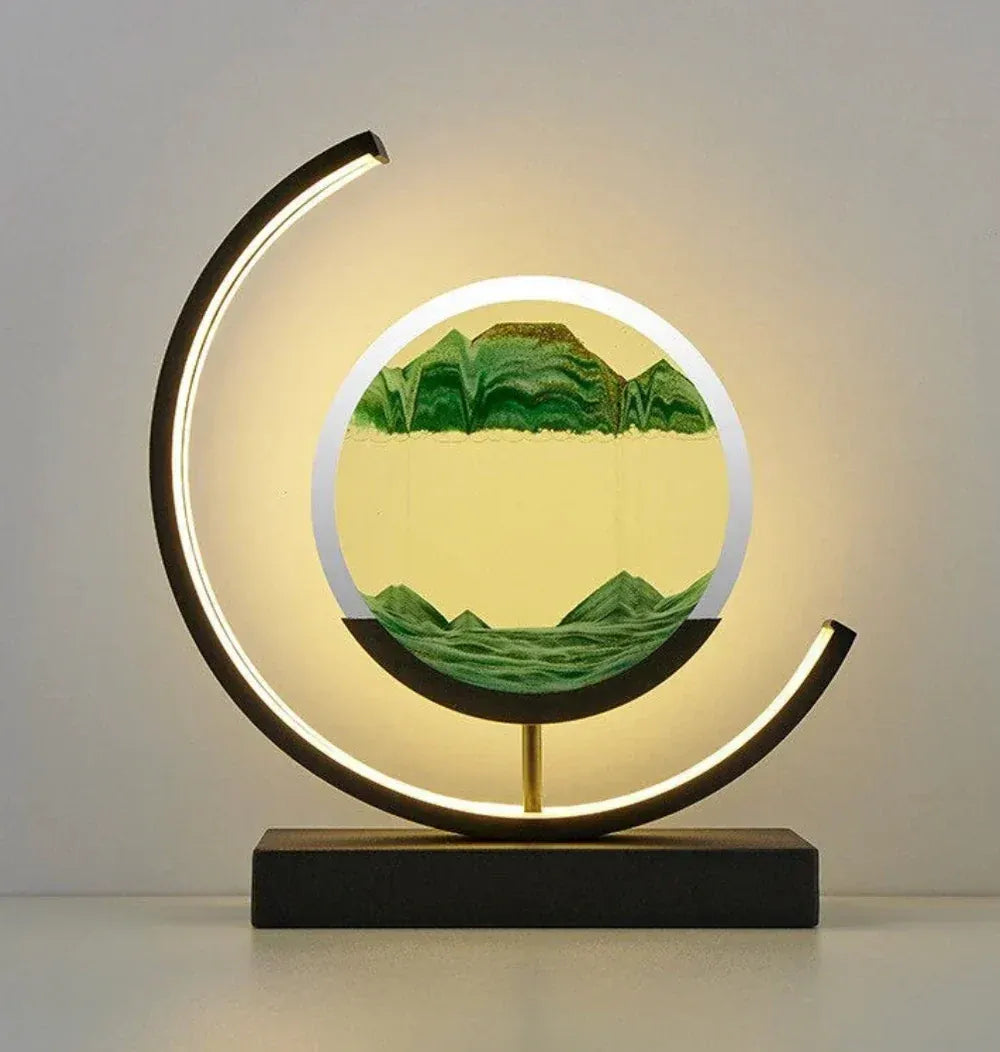 Sandlandschaft-Tischlampe – Beruhigende LED-Leuchte mit bewegter Sandkunst | Entspannende Dekolampe für Wohnzimmer & Büro