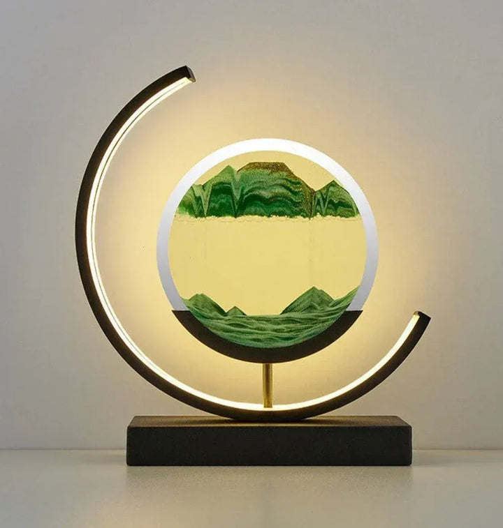 Sandlandschaft-Tischlampe – Beruhigende LED-Leuchte mit bewegter Sandkunst | Entspannende Dekolampe für Wohnzimmer & Büro