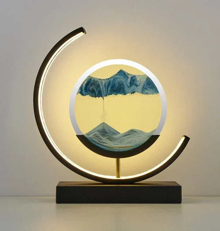Sandlandschaft-Tischlampe – Beruhigende LED-Leuchte mit bewegter Sandkunst | Entspannende Dekolampe für Wohnzimmer & Büro