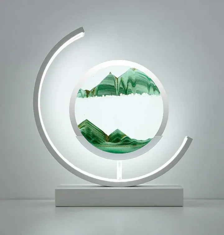 Sandlandschaft-Tischlampe – Beruhigende LED-Leuchte mit bewegter Sandkunst | Entspannende Dekolampe für Wohnzimmer & Büro