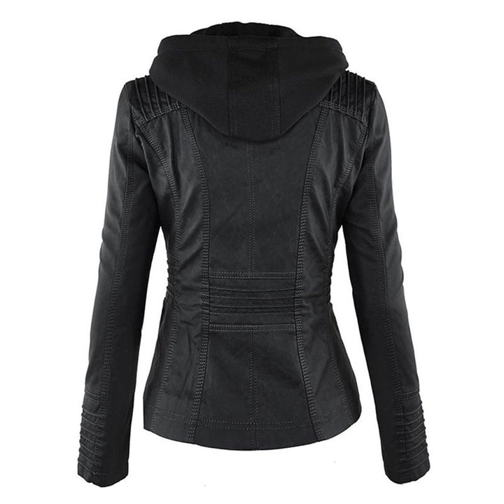 Stylische Leder Bikerjacke Mit Kapuze Für Damen | Herbst
