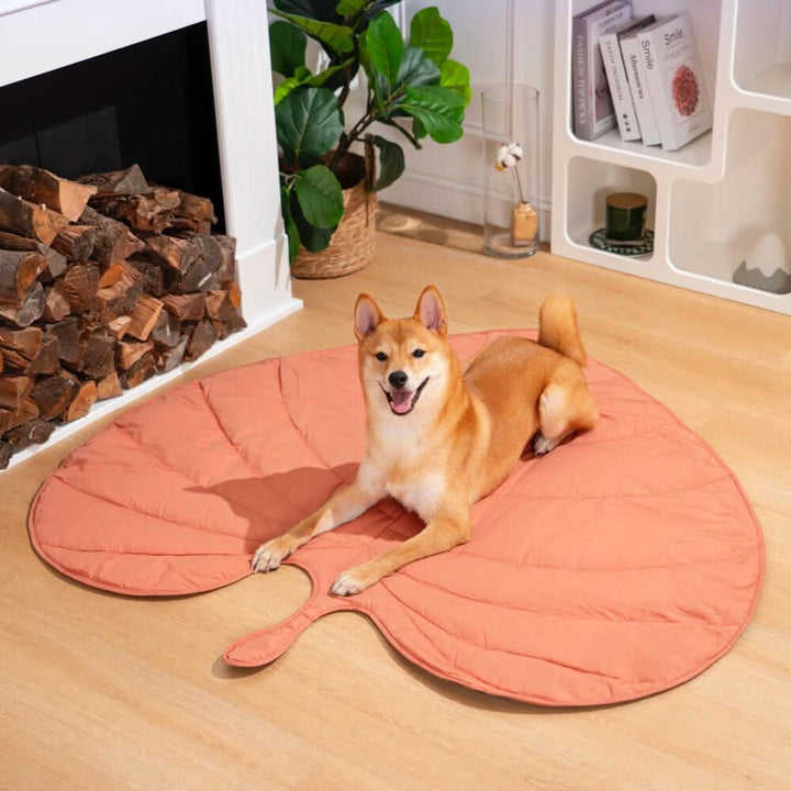 Comfy Leaf Design Dog Bed Mat – Washable Pet Rug