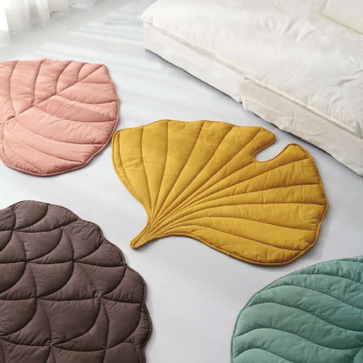 Comfy Leaf Design Dog Bed Mat – Washable Pet Rug