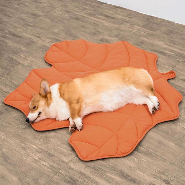 Comfy Leaf Design Dog Bed Mat – Washable Pet Rug