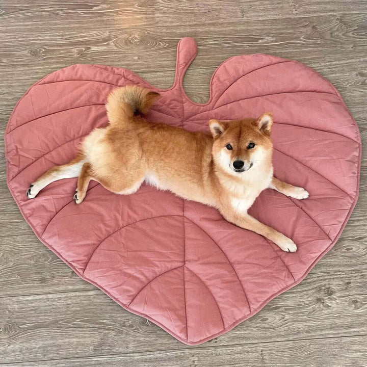 Comfy Leaf Design Dog Bed Mat – Washable Pet Rug