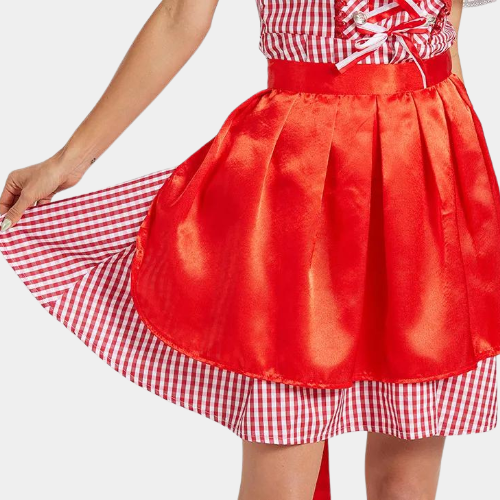 Traditionelles Rotes Bayerisches Oktoberfest-Dirndlkleid Für Damen | Mini