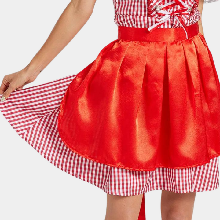 Traditionelles Rotes Bayerisches Oktoberfest-Dirndlkleid Für Damen | Mini