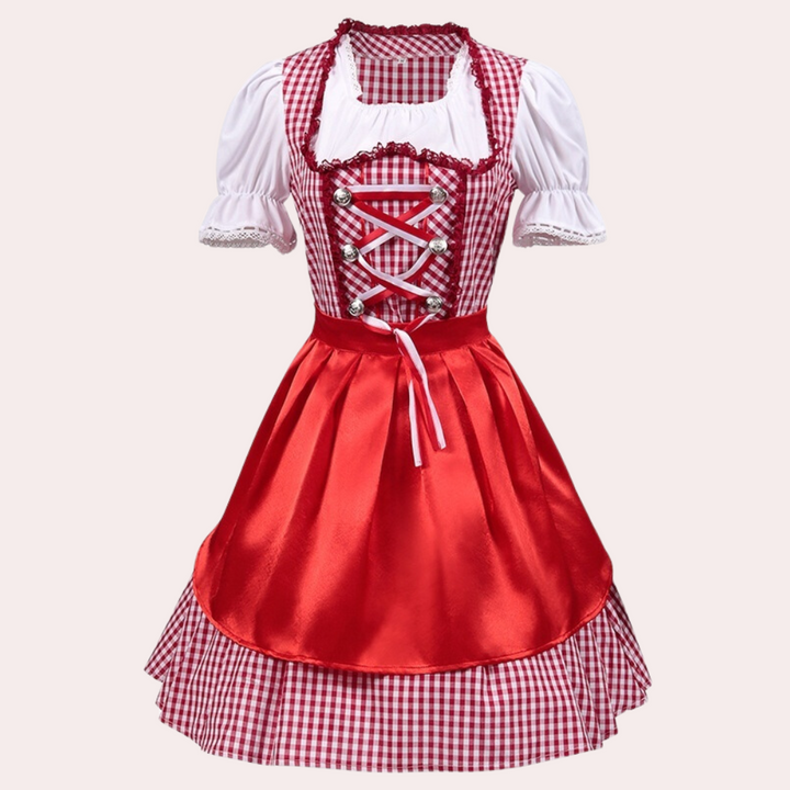 Traditionelles Rotes Bayerisches Oktoberfest-Dirndlkleid Für Damen | Mini