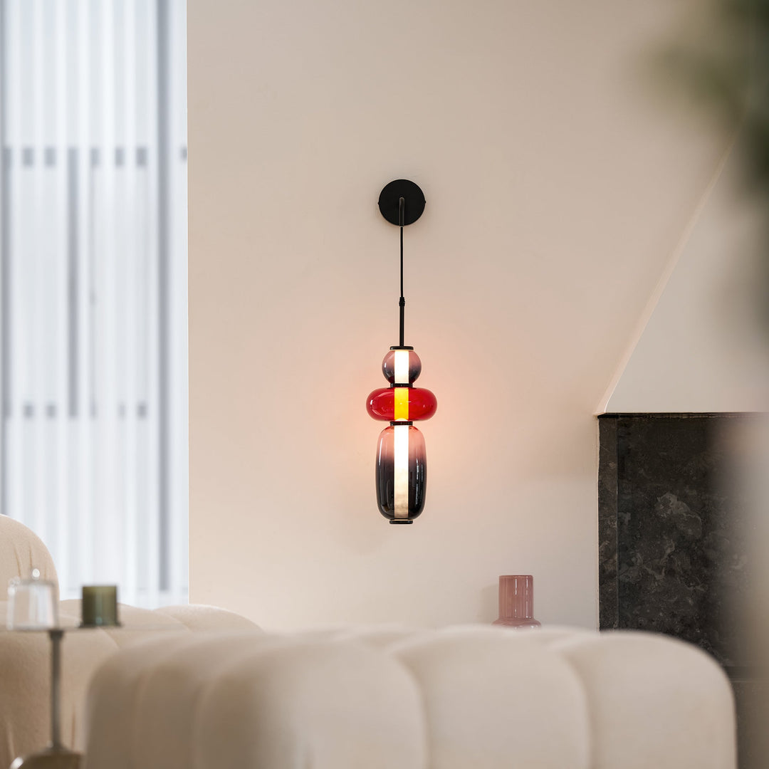 Luz de Pared LED Moderna con Pantallas de Vidrio Hechas a Mano