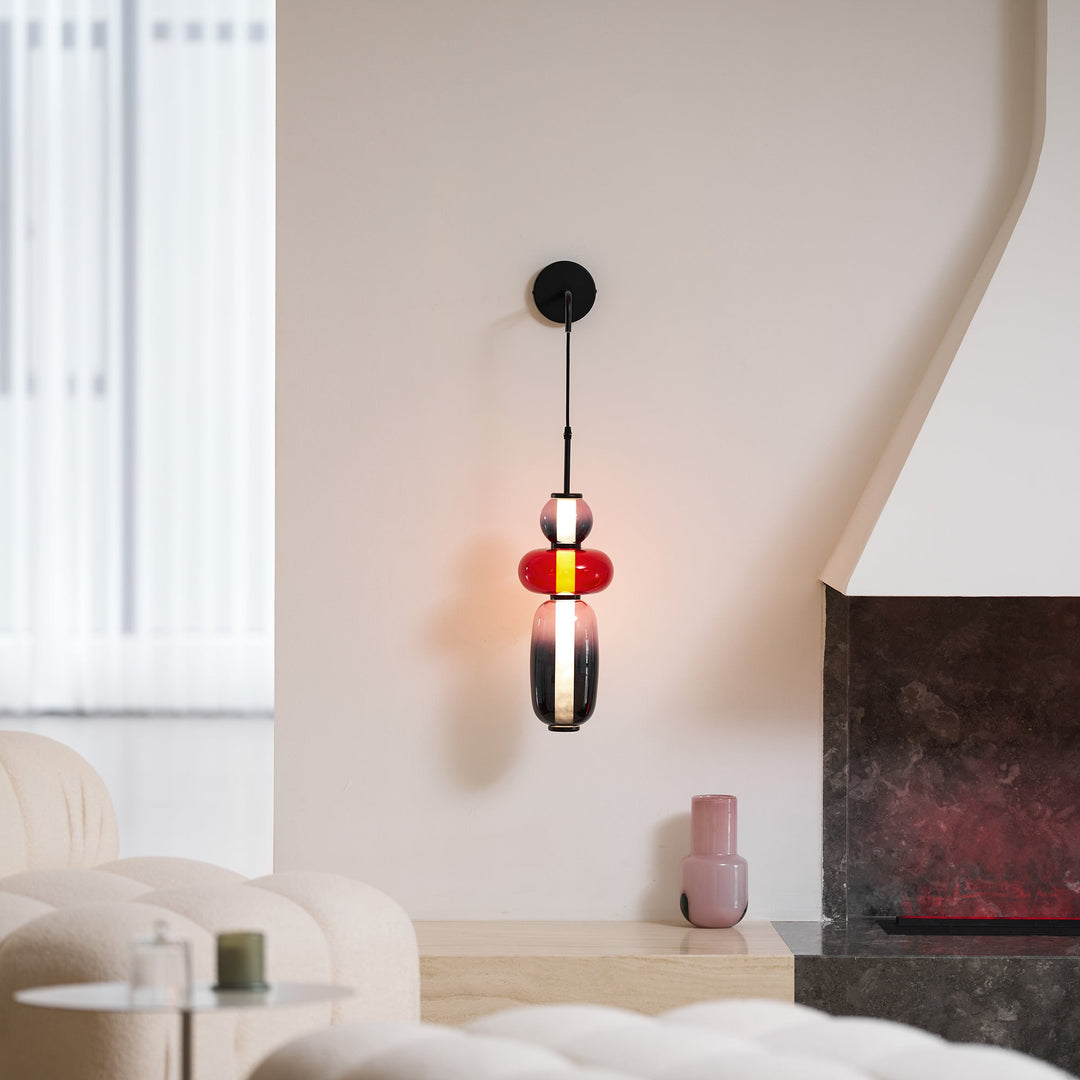 Luz de Pared LED Moderna con Pantallas de Vidrio Hechas a Mano